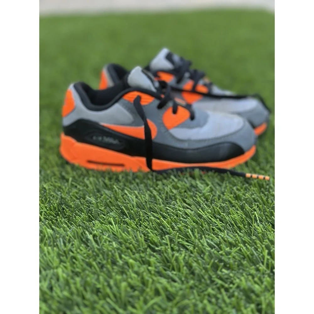 Nike Air Max 90 Toddler Gray Black Orange Shoes Size 10C 408110-036
